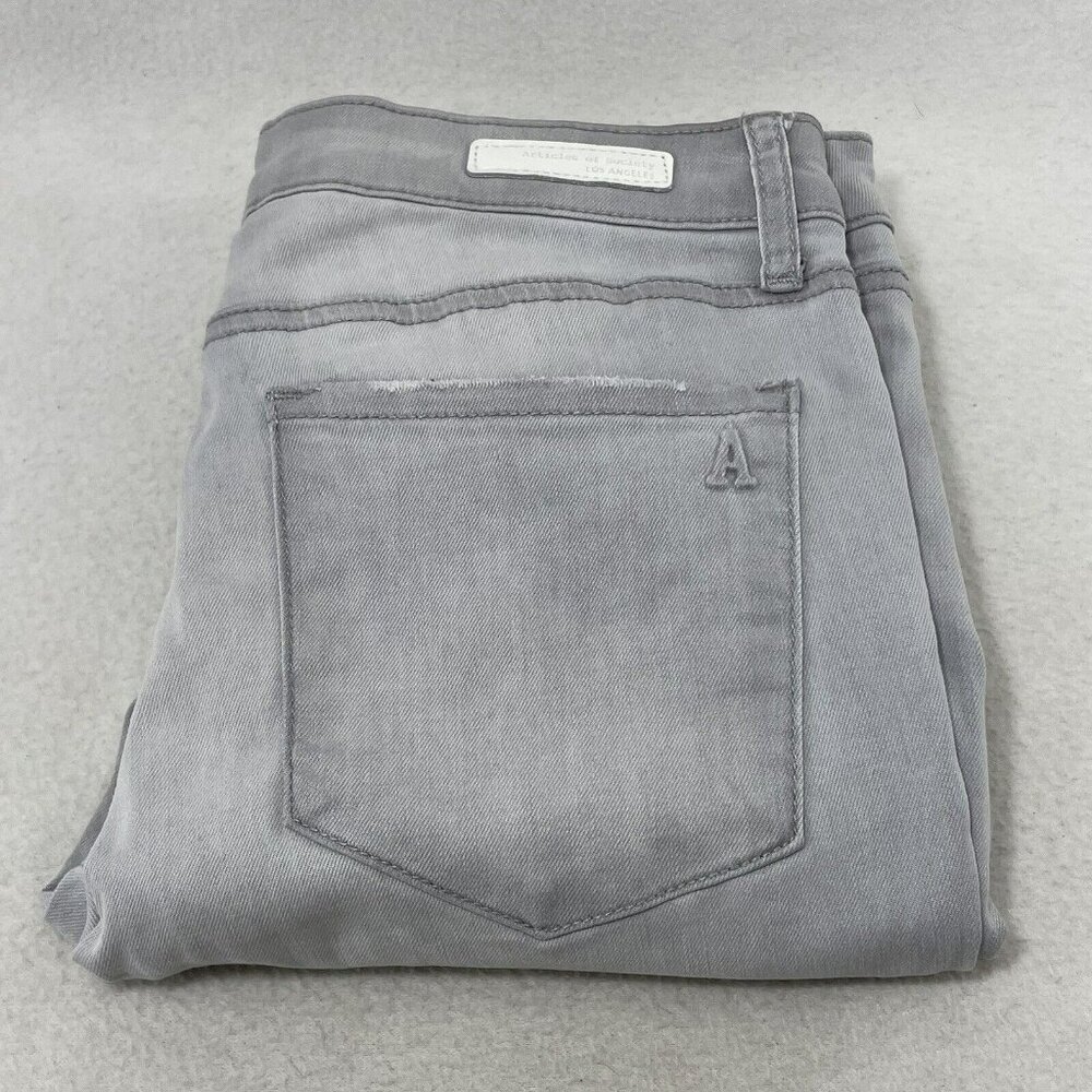 Aos Articles Society Jeans Slim Skinny Women Sz 28 Gray Moto Biker Rock Stretch
